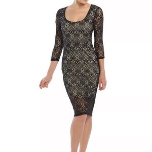 Almost Famous Lace 3/4 Sleeve Bodycon Dress